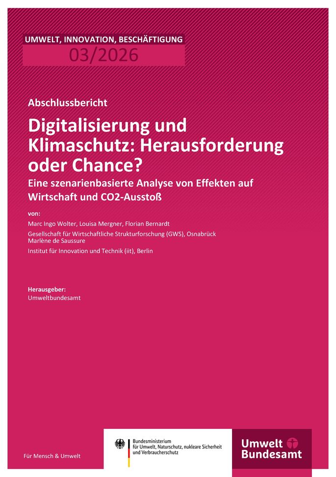 Cover des Berichts "Digitalisierung und Klimaschutz: Herausforderung oder Chance?"