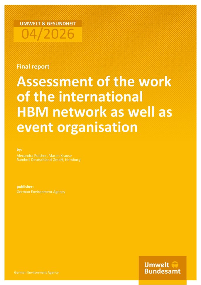 Cover des Berichts "Assessment of the work of the international HBM network as well as event organisation"