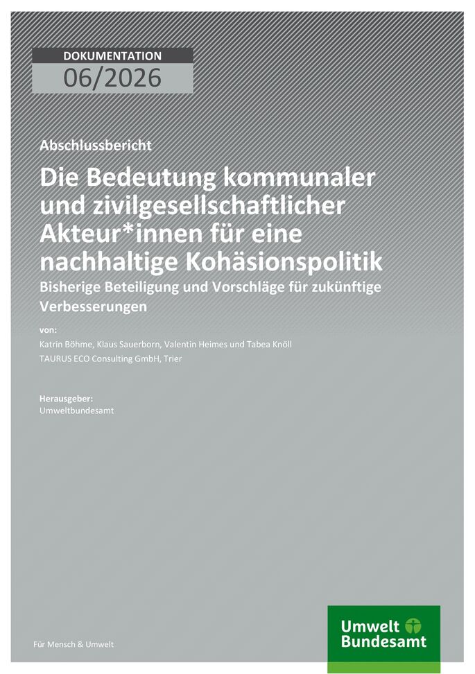Cover des Berichts "Die Bedeutung kommunaler und zivilgesellschaftlicher Akteur*innen für eine nachhaltige Kohäsionspolitik"