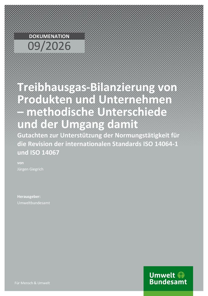 Cover zu Treibhausgasbilanzierung von Produkten und Unternehmen