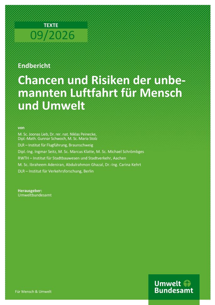 Cover des Berichts "Chancen und Risiken der unbemannten Luftfahrt für Mensch und Umwelt"