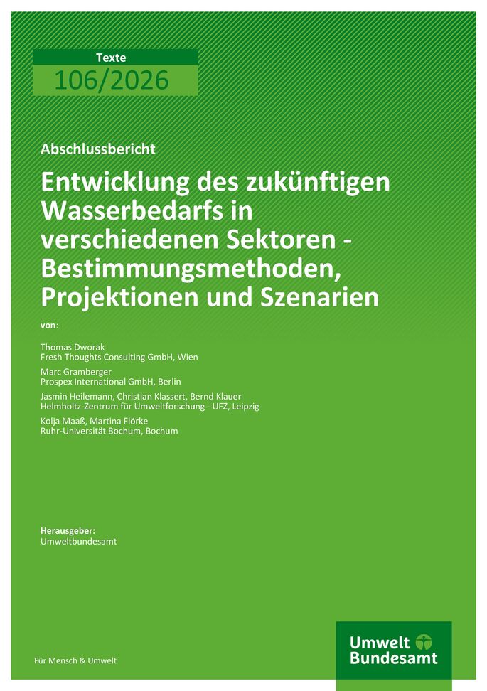 Cover zu Entwicklung des zukünftigen Wasserbedarfs in verschiedenen Sektoren 