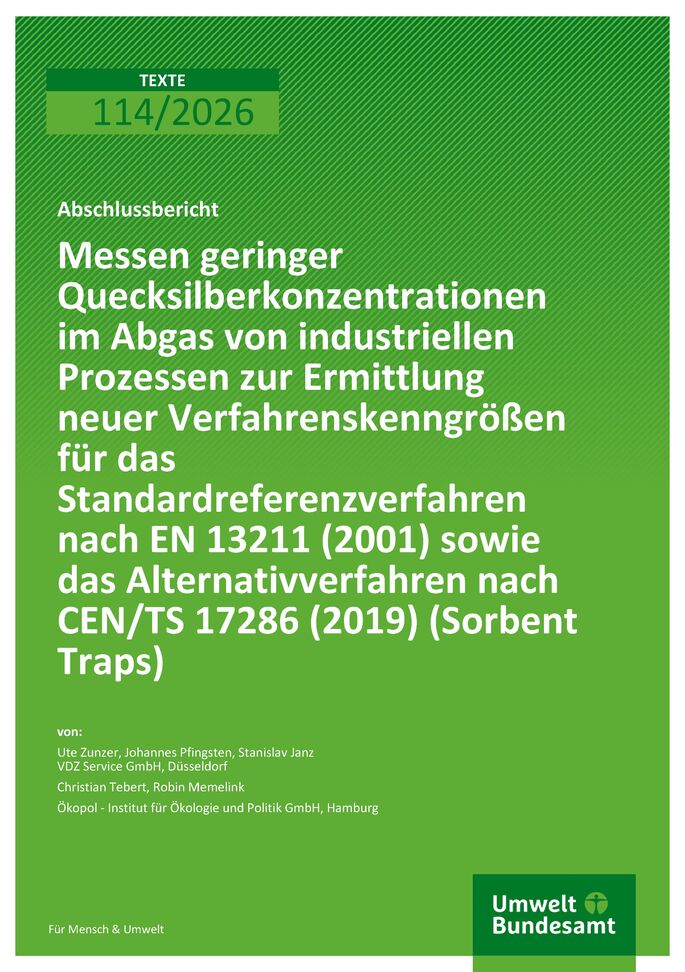 Cover zu Messen geringer Quecksilberkonzentrationen im Abgas von industriellen Prozessen 