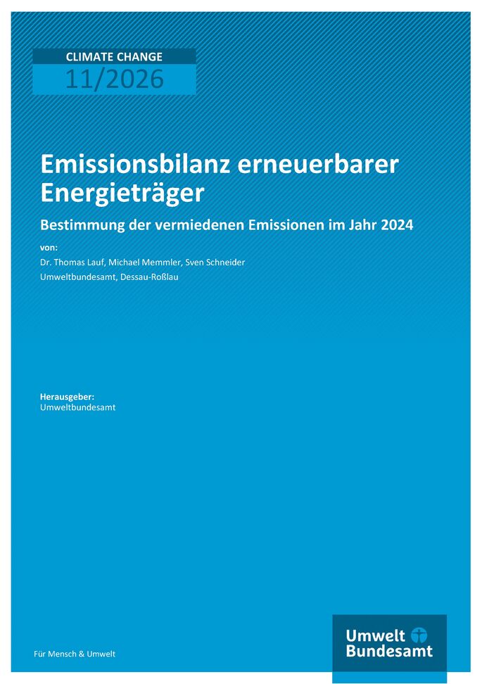 Cover des Berichts "Emissionsbilanz erneuerbarer Energieträger 2024"