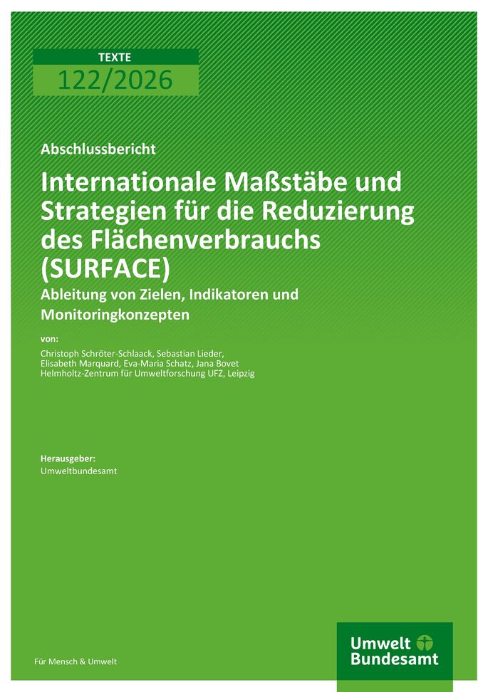 Cover zu Internationale Maßstäbe und Strategien für die Reduzierung des Flächenverbrauchs (SURFACE)