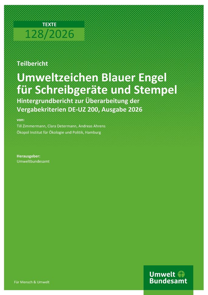 Cover zu Umweltzeichen Blauer Engel für Schreibgeräte und Stempel