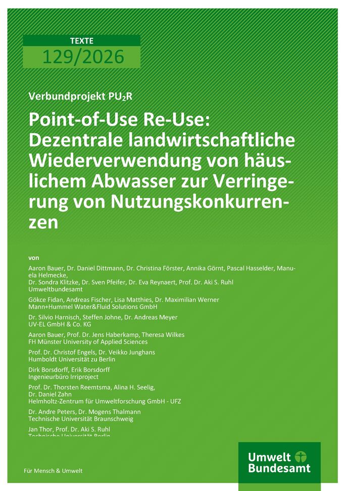 Cover zu Point-of-Use Re-Use: Dezentrale landwirtschaftliche Wiederverwendung von häuslichem Abwasser zur Verringerung von Nutzungskonkurrenzen