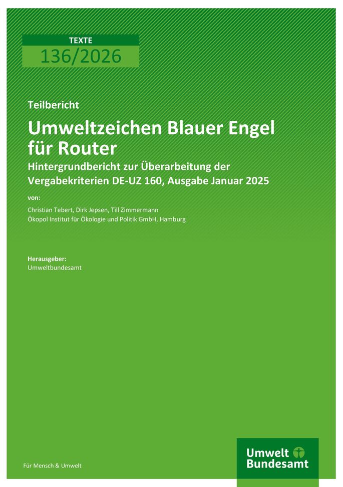Cover des Berichts "Umweltzeichen Blauer Engel für Router" 