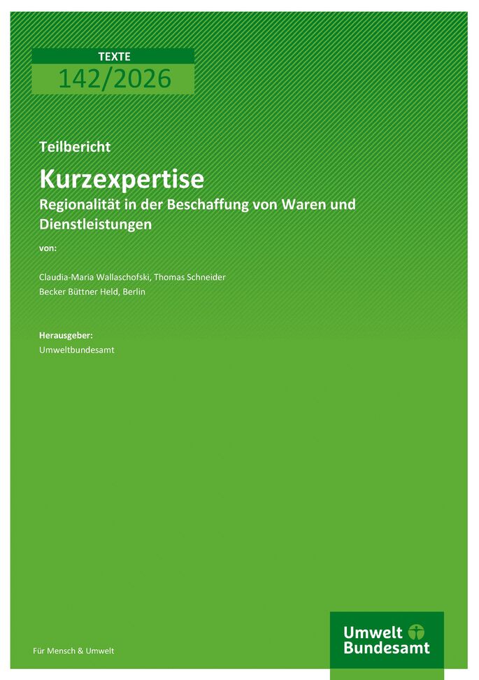 Cover des Berichts "Kurzexpertise - Regionalität in der Beschaffung von Waren und Dienstleistungen"