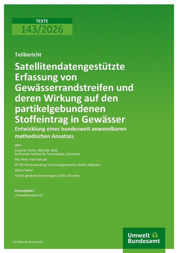 Cover zu Satellitendatengestützte Erfassung von Gewässerrandstreifen und deren  Wirkung auf den partikelgebundenen Stoffeintrag in Gewässer
