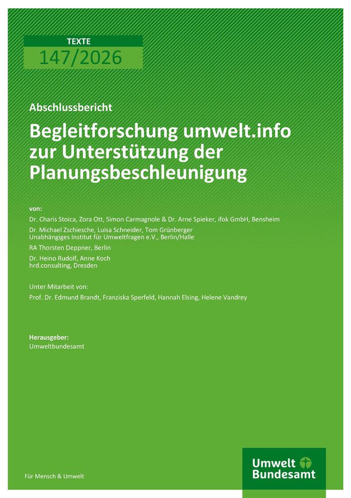 Cover zu Begleitforschung umwelt.info zur Unterstützung der Planungsbeschleunigung