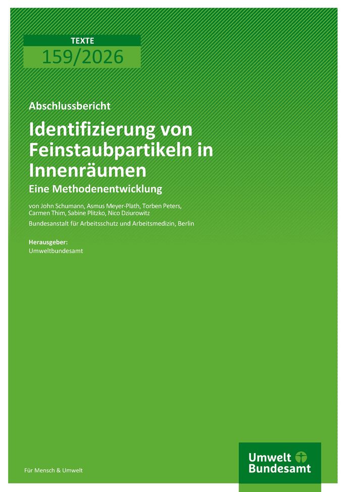 Cover des Berichts "Identifizierung von Feinstaubpartikeln in Innenräumen"