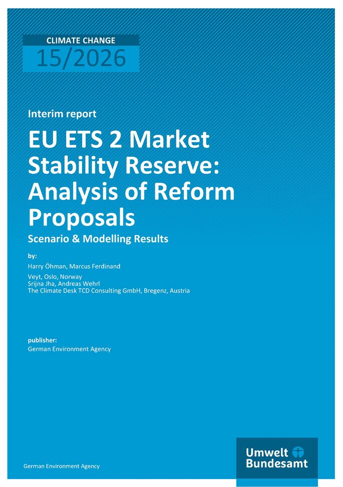 Cover des Berichts "EU ETS 2 Market Stability Reserve: Analysis of Reform Proposals"