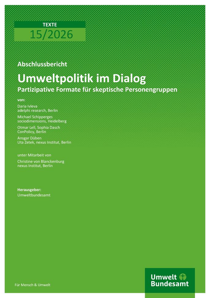 Cover des Berichts "Umweltpolitik im Dialog"