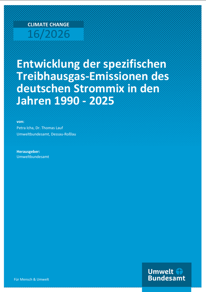 Cover des Berichts "1	Entwicklung der spezifischen Treibhausgas-Emissionen des deutschen Strommix in den Jahren 1990 -2025"