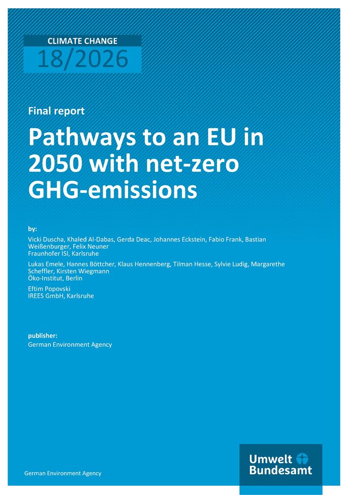 Cover of report "Pathways to an EU in 2050 with net-zero GHG-emissions"