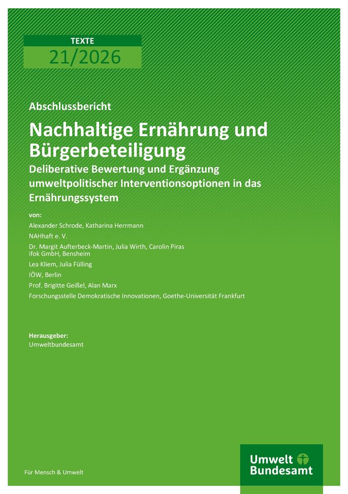 Cover des Berichts "Nachhaltige Ernährung und Bürgerbeteiligung"