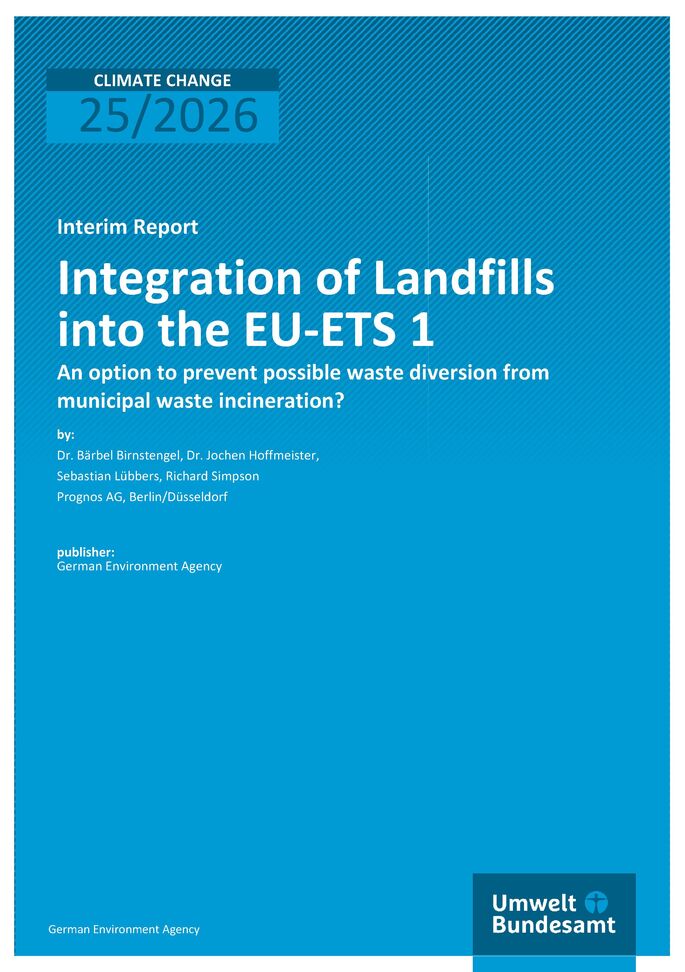 Cover des Berichts "Integration of Landfills into the EU-ETS 1"