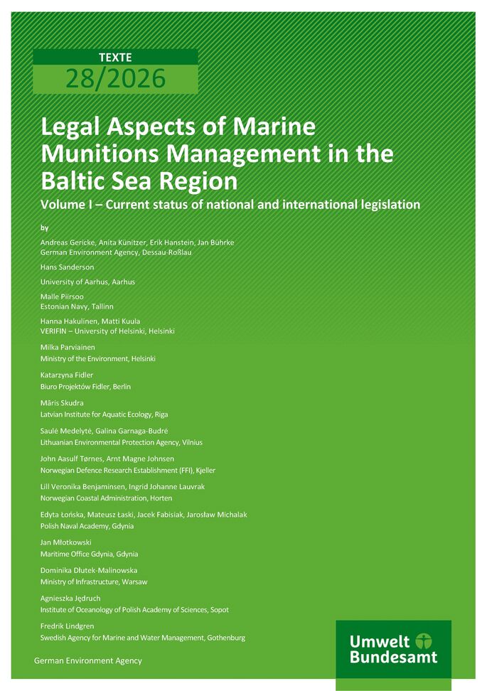 Cover of report "Legal Aspects of Marine Munitions Management in the Baltic Sea Region" 
