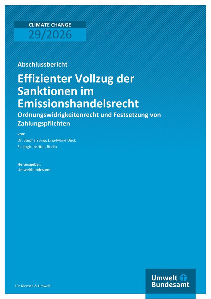 Cover des Berichts "Effizienter Vollzug der Sanktionen im Emissionshandelsrecht"