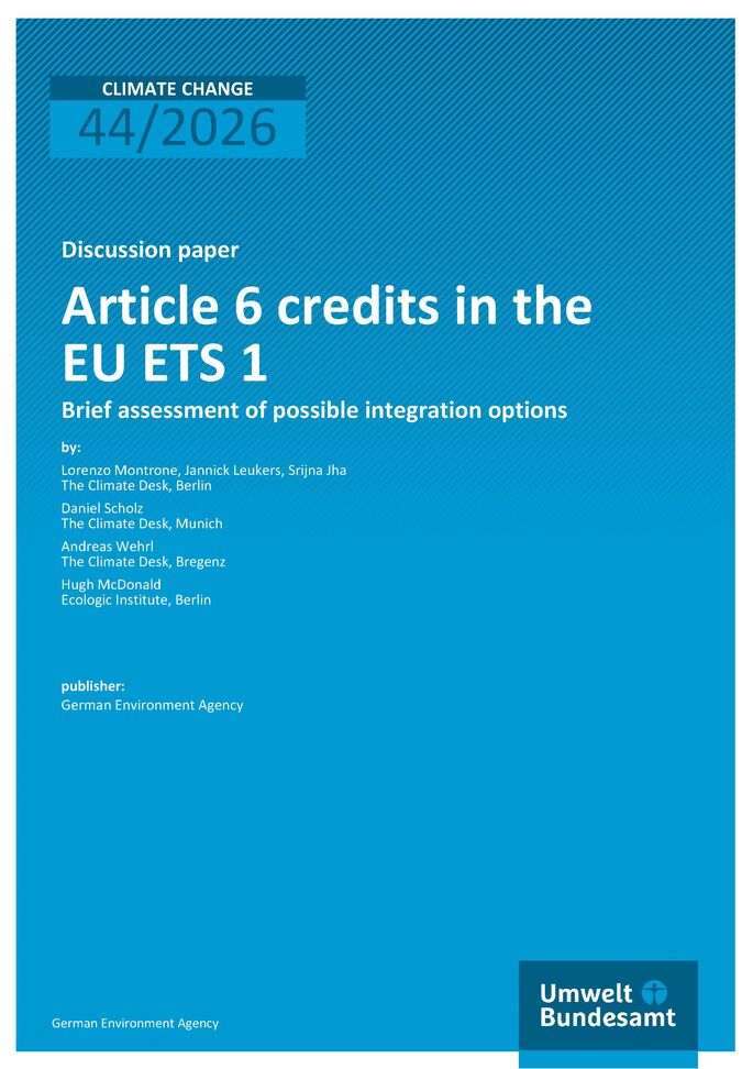 Cover of report "Article 6 credits in the EU ETS 1"