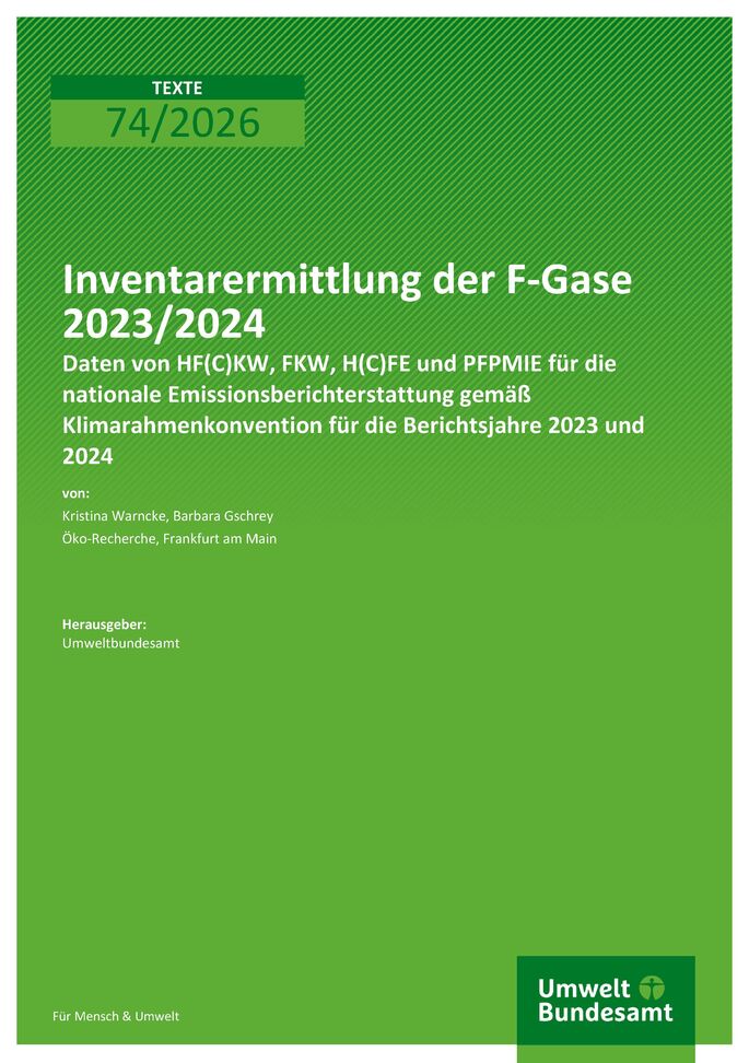 Cover des Berichts "Inventarermittlung der F-Gase 2023/2024"