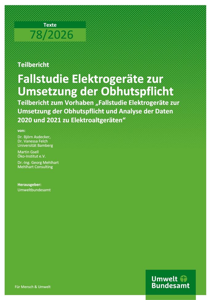 Cover zu Analyse der Datenerhebungen nach ElektroG und UStatG über das Berichtsjahr 2021 zur Vorbereitung der EU-Berichtspflichten 2023