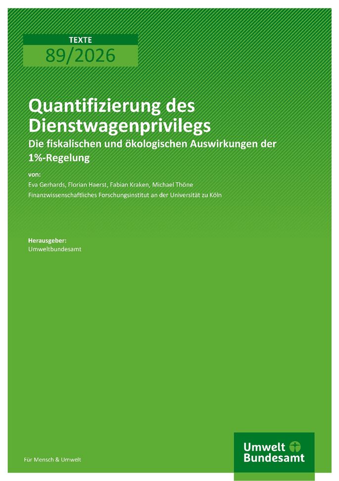 Cover zu Quantifizierung des Dienstwagenprivilegs