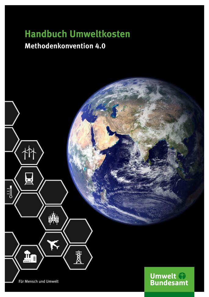 Erdkugel im Weltall mit Collage an Rechtecken mit unterschiedlichen Symbolen