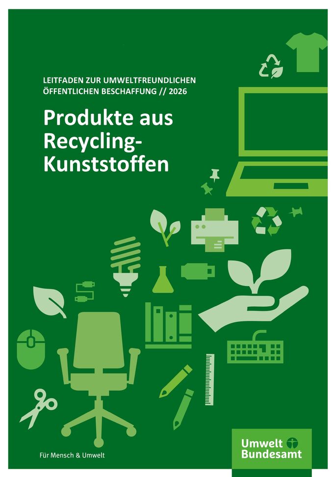 Grüne Titelseite mit Icons, u.a. Drucker, Energiesparlampe, Pflanze usw.