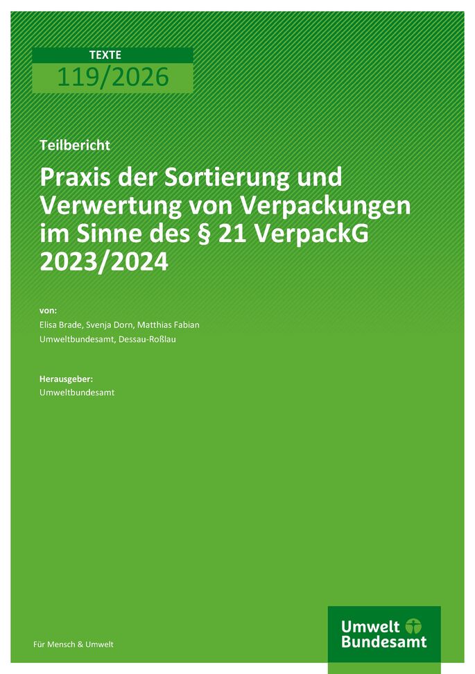 Cover zu Praxis der Sortierung und Verwertung von Verpackungen im Sinne des § 21  VerpackG 2023/2024