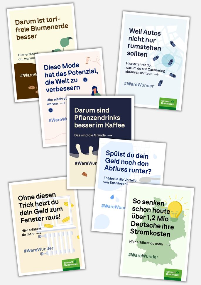 bunte Collage der Postkarten mit Text