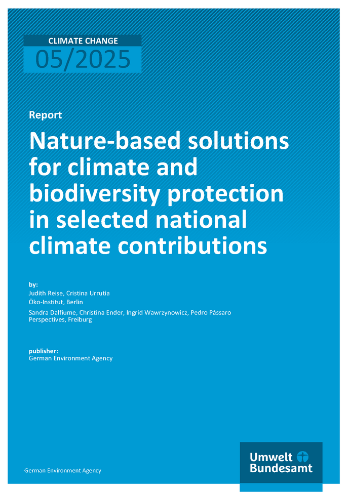 Cover of report "Nature-based solutions for climate and biodiversity protection in selected national climate contributions"