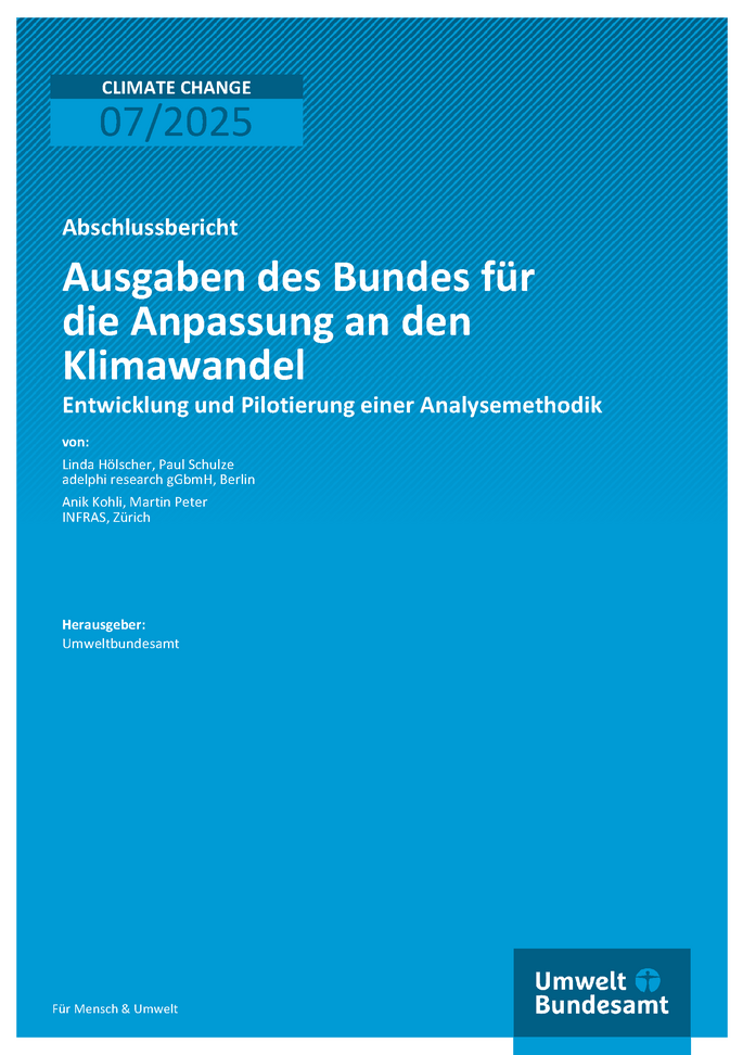 Cover des Berichts "Ausgaben des Bundes für die Anpassung an den Klimawandel"