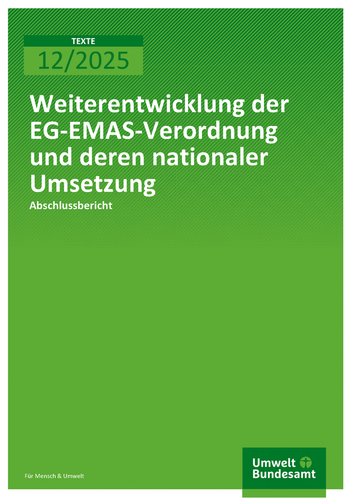 Cover des Berichts "Weiterentwicklung der EG-EMAS-Verordnung und deren nationaler Umsetzung" 