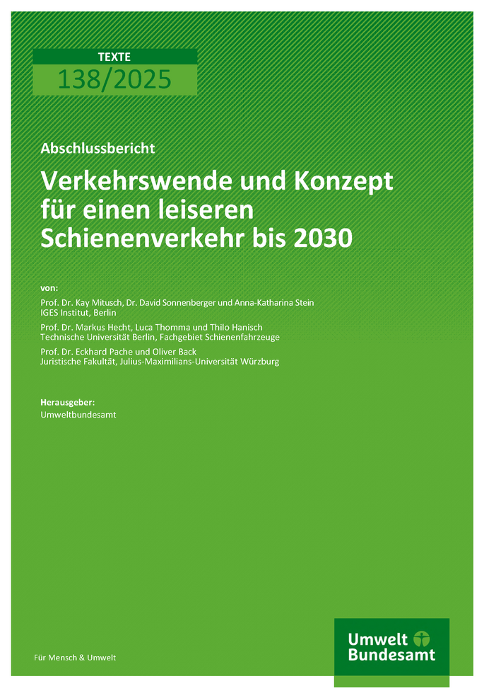Cover des Berichts "Verkehrswende und Konzept für einen leiseren Schienenverkehr bis 2030"