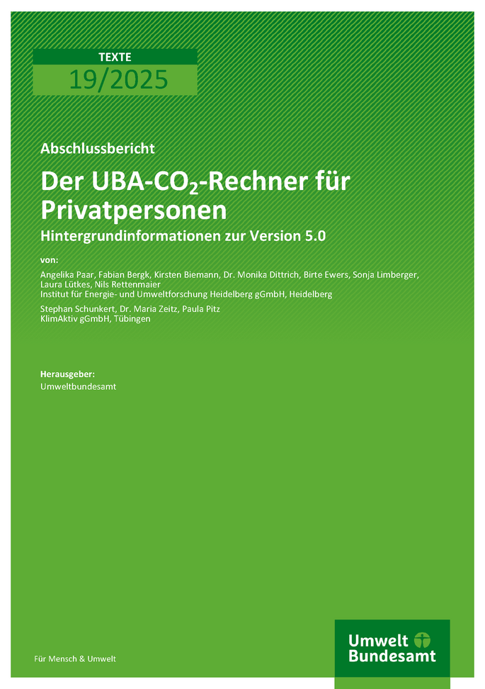 Cover des Berichts "Der UBA-CO2-Rechner für Privatpersonen"