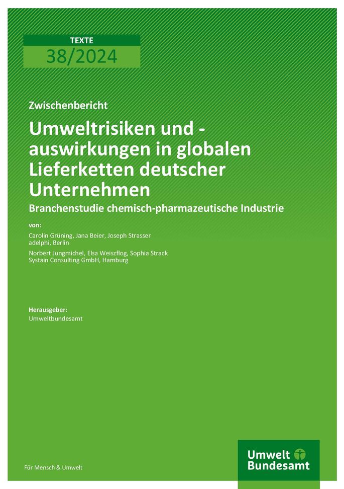 Cover des Berichts "Umweltrisiken und -auswirkungen in globalen Lieferketten deutscher Unternehmen"