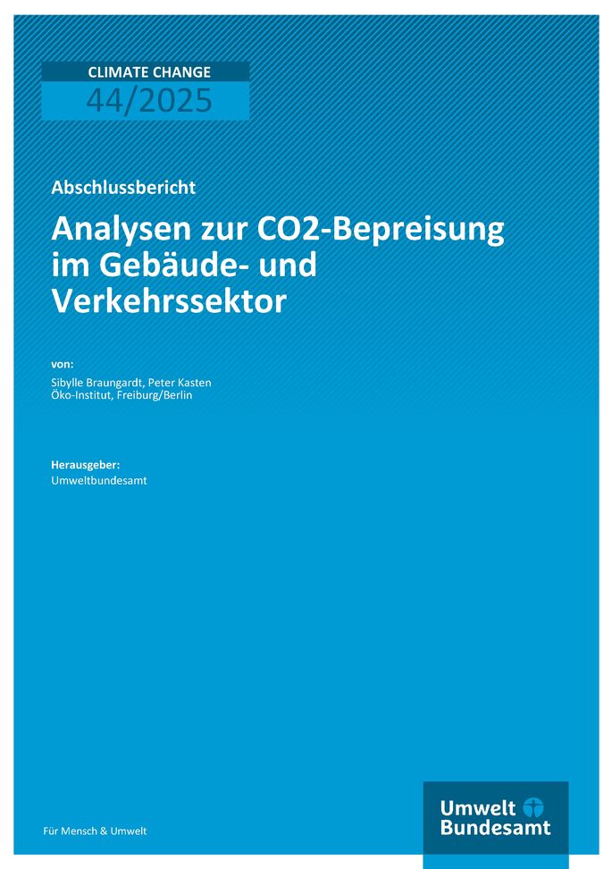Cover des Berichts "Analysen zur CO2-Bepreisung im Gebäude- und Verkehrssektor"