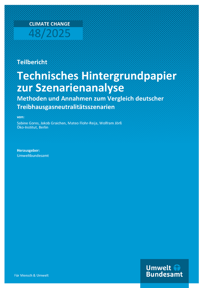 Cover des Berichts "Technisches Hintergrundpapier zur Szenarienanalyse"