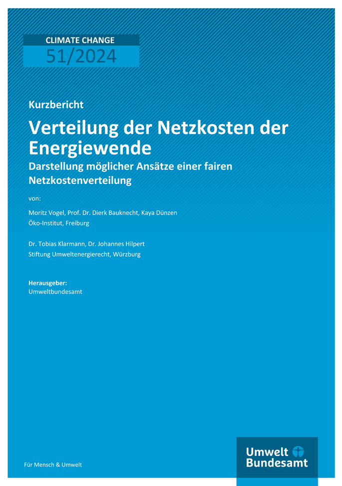 Cover des Berichts "Verteilung der Netzkosten der Energiewende"