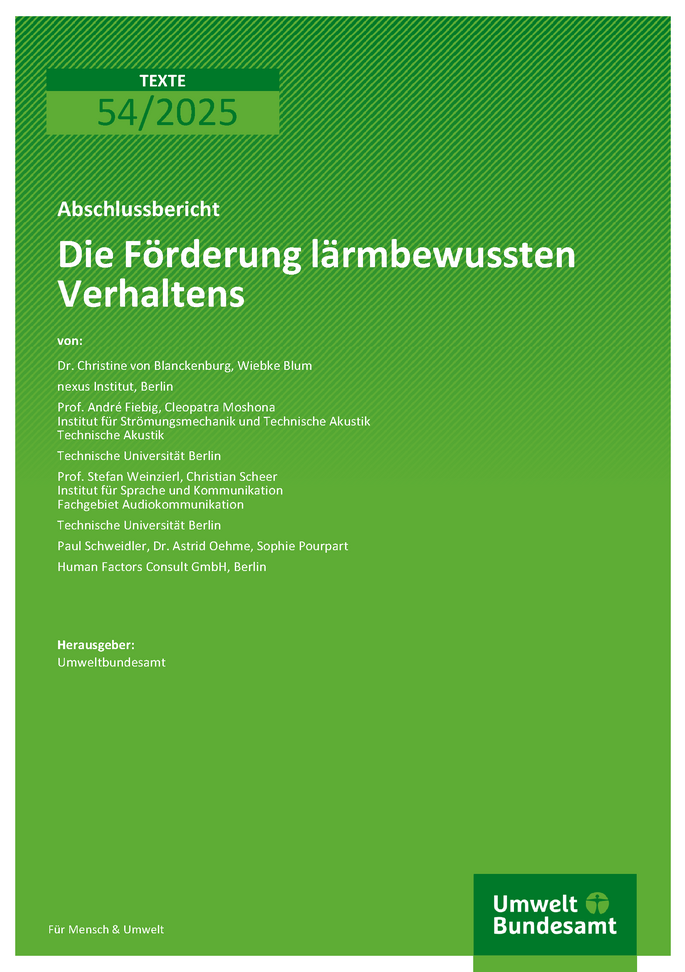 Cover des Berichts "Die Förderung lärmbewussten Verhaltens"