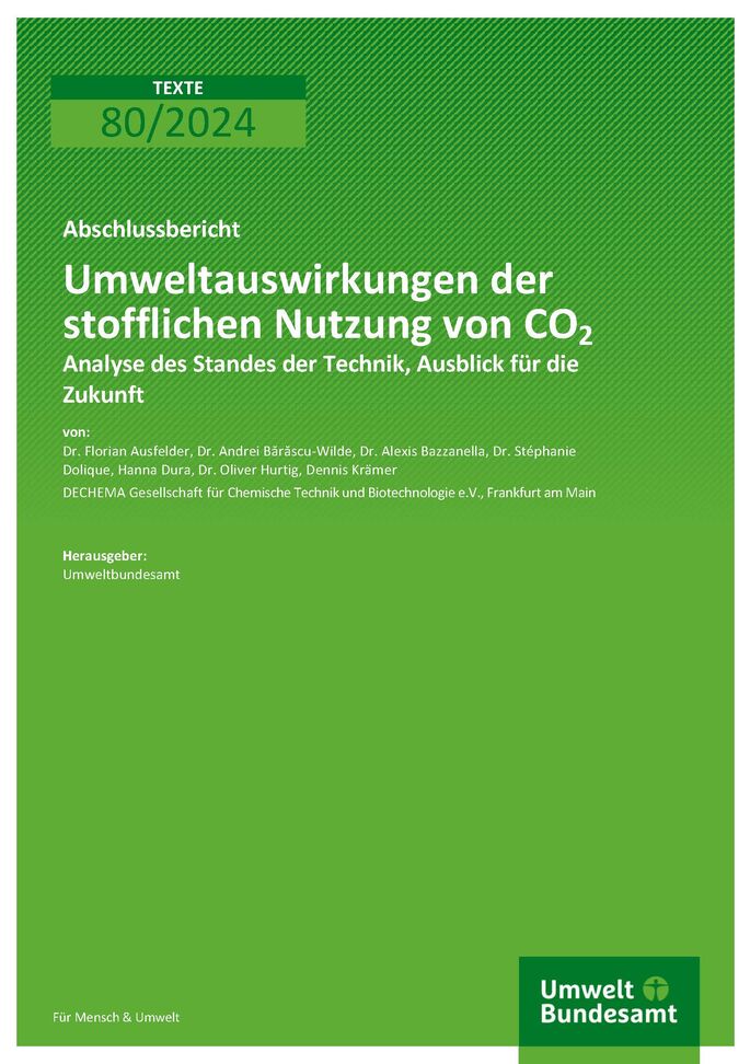 Cover des Berichts "Umweltauswirkungen der stofflichen Nutzung von CO2"