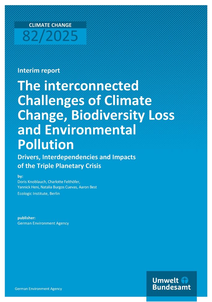 Cover of report "The Interconnected Challenges of Climate Change, Biodiversity Loss and Environmental Pollution" 