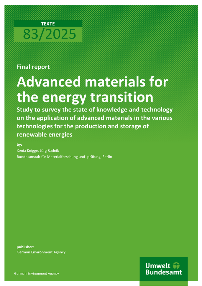 Cover of report "Advanced materials for the energy transition"