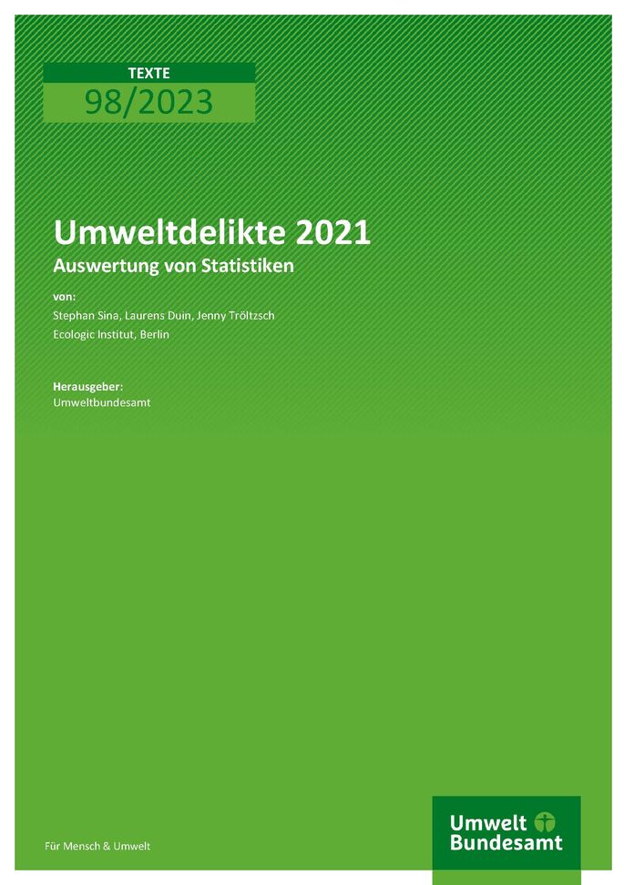 Cover des Berichts "Umweltdelikte 2021 – Auswertung von Statistiken"
