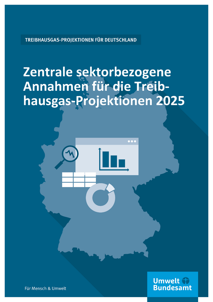 Cover des Berichts "Zentrale sektorbezogene Annahmen für die Treibhausgas-Projektionen 2025"