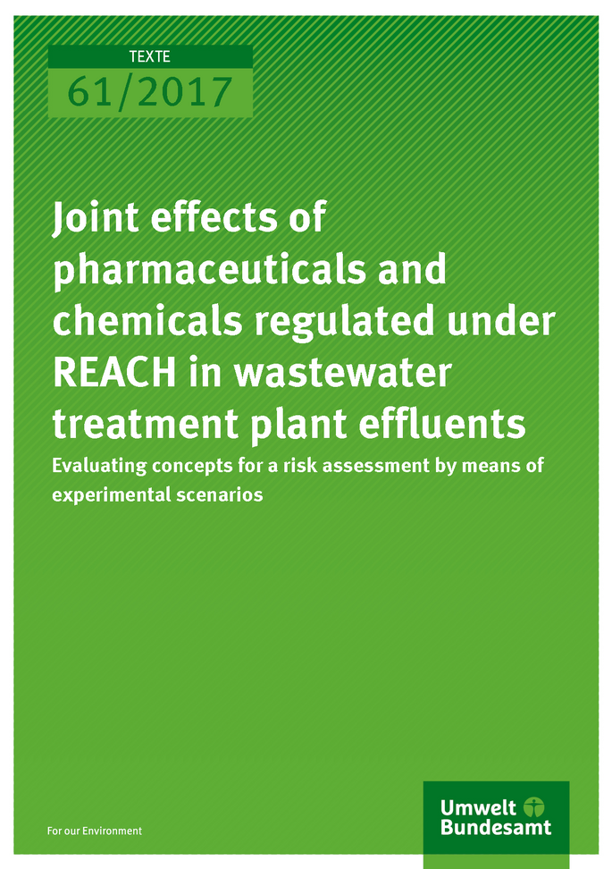 Cover of publication 61/2017 Joint effects of pharmaceuticals and chemicals regulated under REACH in wastewater treatment plant effluents – Evaluating concepts for a risk assessment by means of experimental scenarios