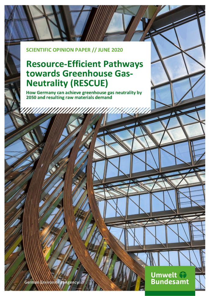 Cover of publication Scientific Opinion Paper Resource-Efficient Pathways towards Greenhouse Gas-Neutrality (RESCUE)