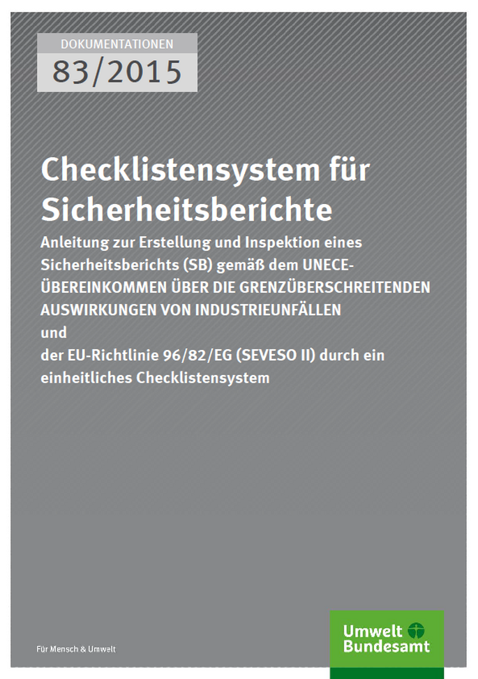 Cover Dokumentationen 83/2015 Checklistensystem für Sicherheitsberichte